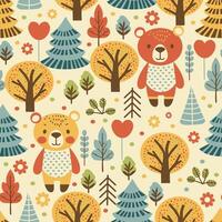 bears in the forest on a light background vector