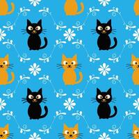 funny cats with ornaments on a blue background vector