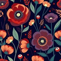 bright red poppies on a dark background vector