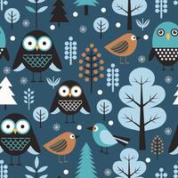 birds in the forest on a dark background vector