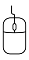 Computer mouse with scroll wheel and wire connecting to computer png