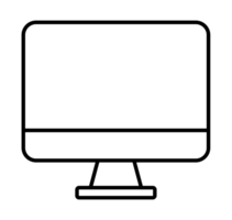 Modern desktop computer monitor displaying blank white screen for copy space png