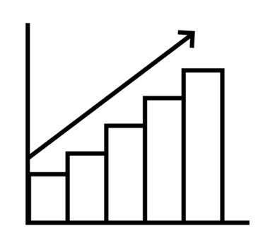 crescendo Barra gráfico mostrando aumentando Estatisticas com para cima seta png