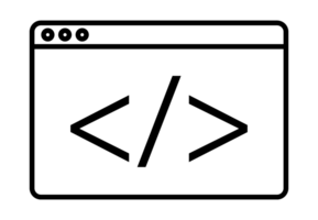 Programming closing tag in browser window representing end of code block png