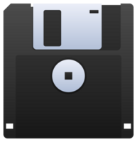 Black floppy disk representing data storage and retro technology png