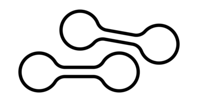 Two connecting circles symbolizing sharing and teamwork on white background png