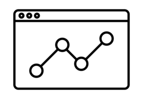 Line graph showing growth in browser window interface png