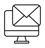 Desktop computer displaying email message icon, online communication concept png