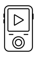 Portable media player displaying play button icon, listening to music or watching videos png