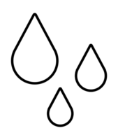 Three water drops falling creating a simple graphic design png