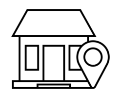 Location pin showing building on map navigation app png