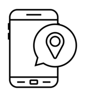 Mobile phone showing location pin in speech bubble, navigating with mobile gps technology png