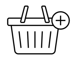 Adding products to shopping basket icon with plus symbol for e commerce png