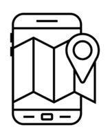 Mobile phone showing map with location pin, navigating with modern technology png