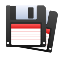 Two floppy disks representing data storage and backup png