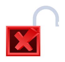 Red padlock icon showing negative symbol and open shackle png