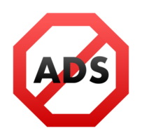 Red octagon stop sign crossing out the word ads representing ad blocker png