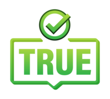 True speech bubble with green check mark icon confirming validity png