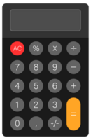Modern calculator performing calculations with empty display png