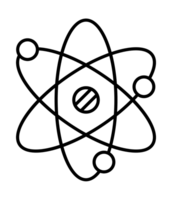 Electrons orbiting around nucleus in atom structure model png