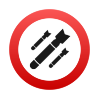 Nuclear weapons prohibition sign depicting falling bombs in red circle png