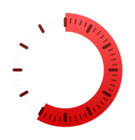 Red loading circle showing progress bar, timer or clock png