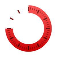 Red loading circle showing progression percentage on white background png