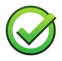 Green check mark representing validation and approval in a circle png