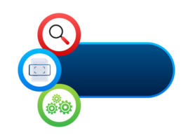 Scanning document, searching and optimizing with magnifying glass and gears icons png