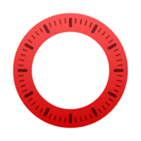 Red clock or timer dial face with hour and minute markers depicting time passing png