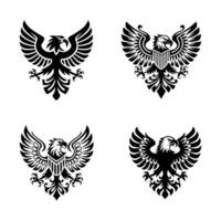 Flying Eagle Silhouette On Solid Background. vector