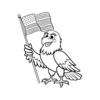 Simple Outline Eagle Holding American flag vector