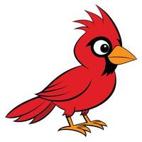 A cartoon red bird with a big beak vector