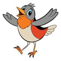 A cartoon bird with open wings and beak vector