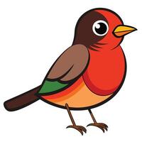 A cartoon bird with a red, green and brown body vector