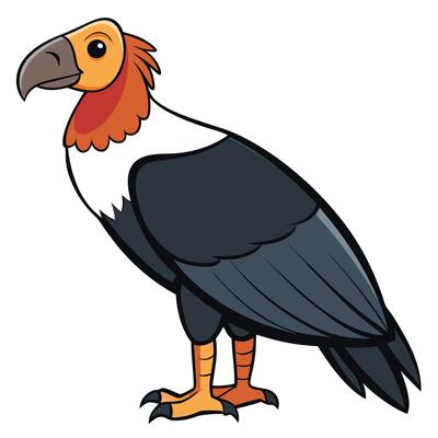 A cartoon vulture with a long beak and orange beak