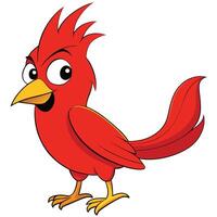Cartoon red bird with yellow beak and eyes vector