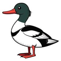 A cartoon duck with a red beak and black legs vector