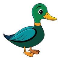 Cartoon duck with a yellow beak and blue feathers vector