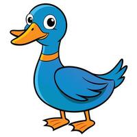 A cartoon blue duck with orange beak vector