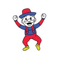 Clown with Red Hat Cartoon Character - Fun and Playful Illustration on White Background vector