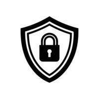 Shield and Lock Security Icon - Sleek Design on White Background vector