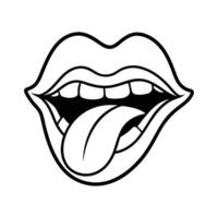 Minimalist Lip and Tongue Line Drawing - Modern Hand-Drawn Design vector