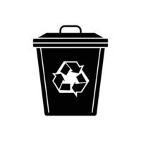 Trash Can Silhouette Illustration - Editable with White Background vector