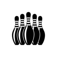 Silhouette of Bowling Pins and Ball Icon on White Backgroun vector