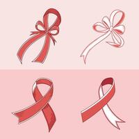 Four different types of ribbon on pink background vector