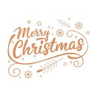 merry christmas lettering design with snowflakes and stars on white background vector