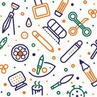 art supplies and tools in a seamless pattern vector