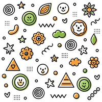 a colorful pattern with various shapes and symbols vector