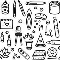 a set of black and white drawing objects vector